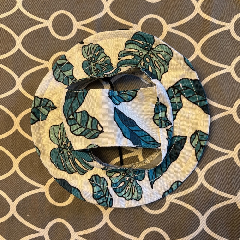 Tropical Leaf Print Bucket Hats For Dogs - White & Greens - Picture 3 of 7